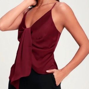 ASTR The Label Burgundy Asymmetrical Tank Top